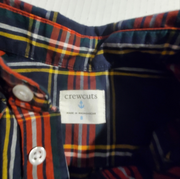 J. CREW CREWCUTS Kid’s Relaxed Fit Stewart Plaid  Holiday Shirt sz 8 - Picture 5 of 7